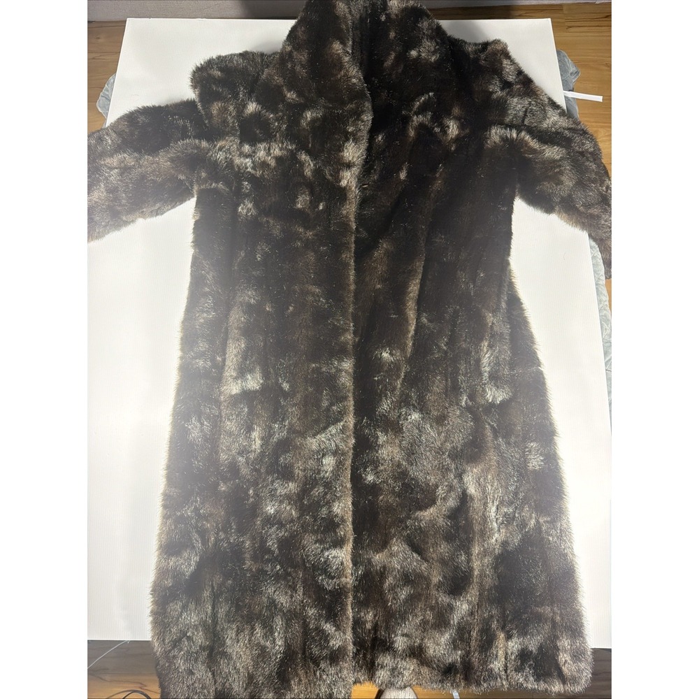 Vintage Ballen Design Genuine Mink Fur Coat Dark Brown Full Length Women M/L
